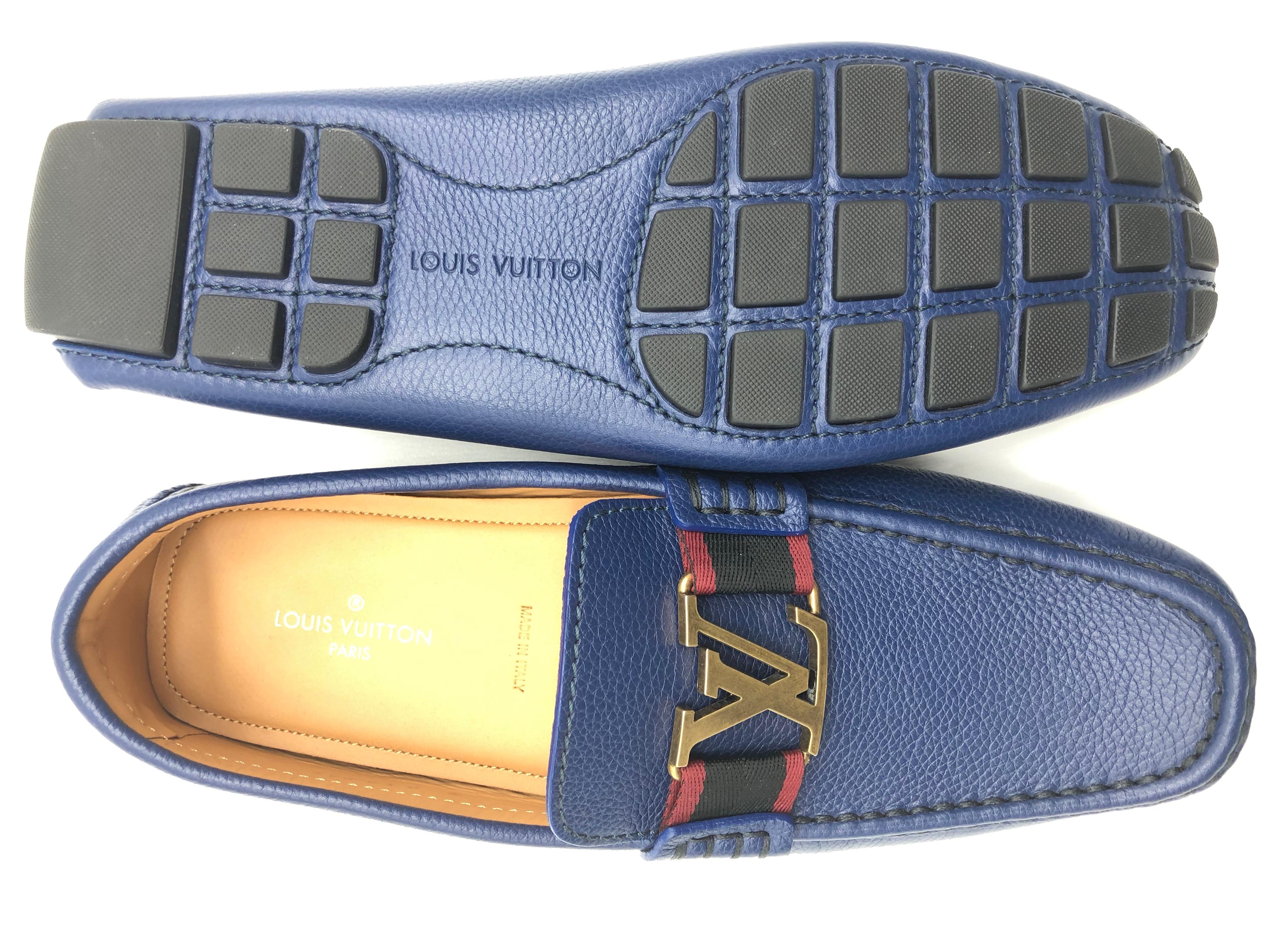Louis Vuitton loafers in navy leather, size: 8 (42), new ! 3