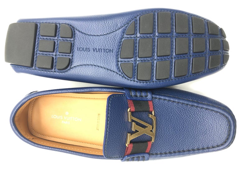 Louis Vuitton Navy Blue Leather Major Loafers Size 43.5 - ShopStyle