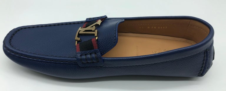 Louis Vuitton loafers in navy leather, size: 8 (42), new ! at 1stDibs