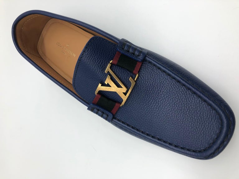 Louis Vuitton loafers in navy leather, size: 8 (42), new ! at 1stdibs