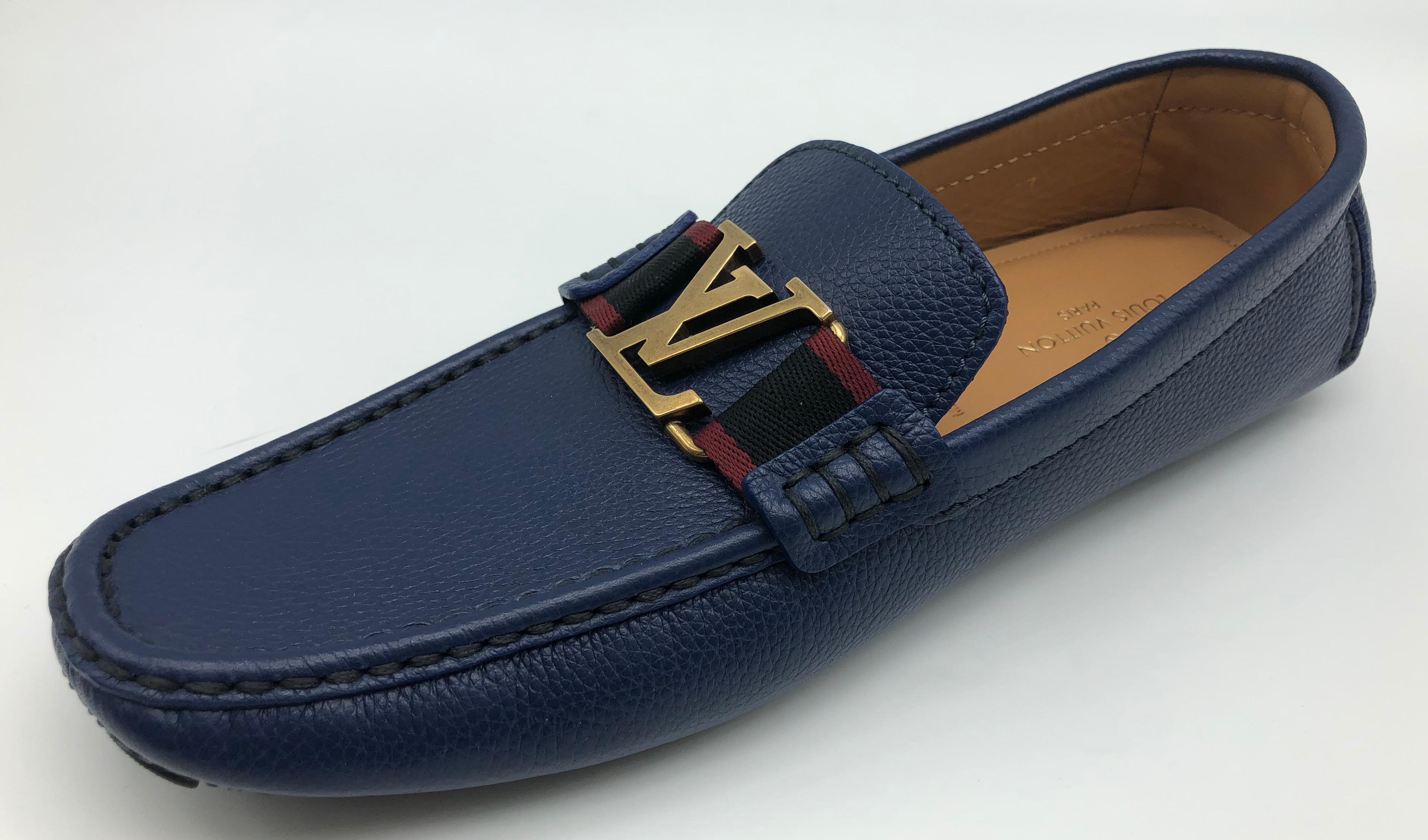 Black Louis Vuitton loafers in navy leather, size: 8 (42), new !