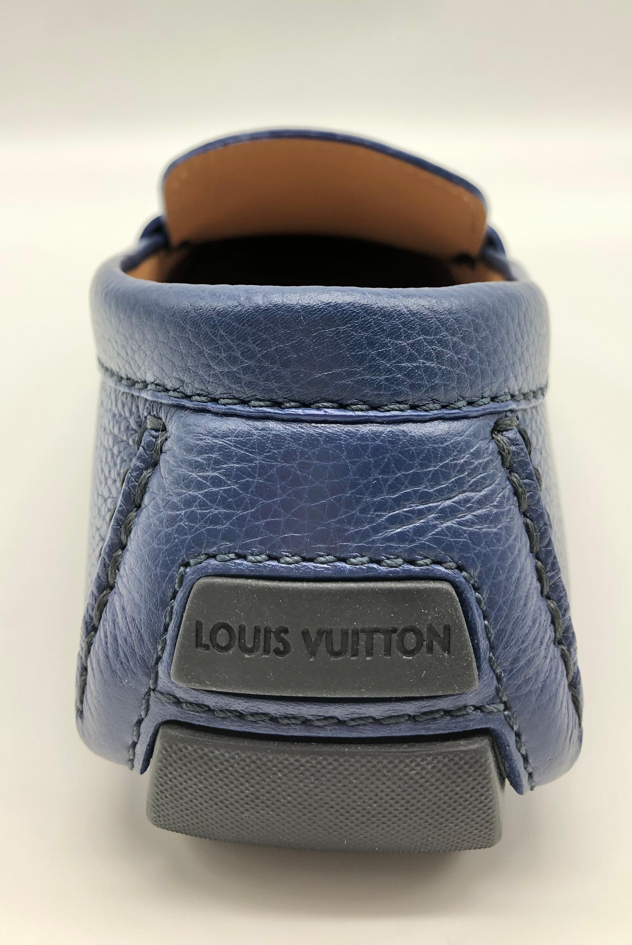 Louis Vuitton loafers in navy leather, size: 8 (42), new ! In New Condition In Paris, IDF