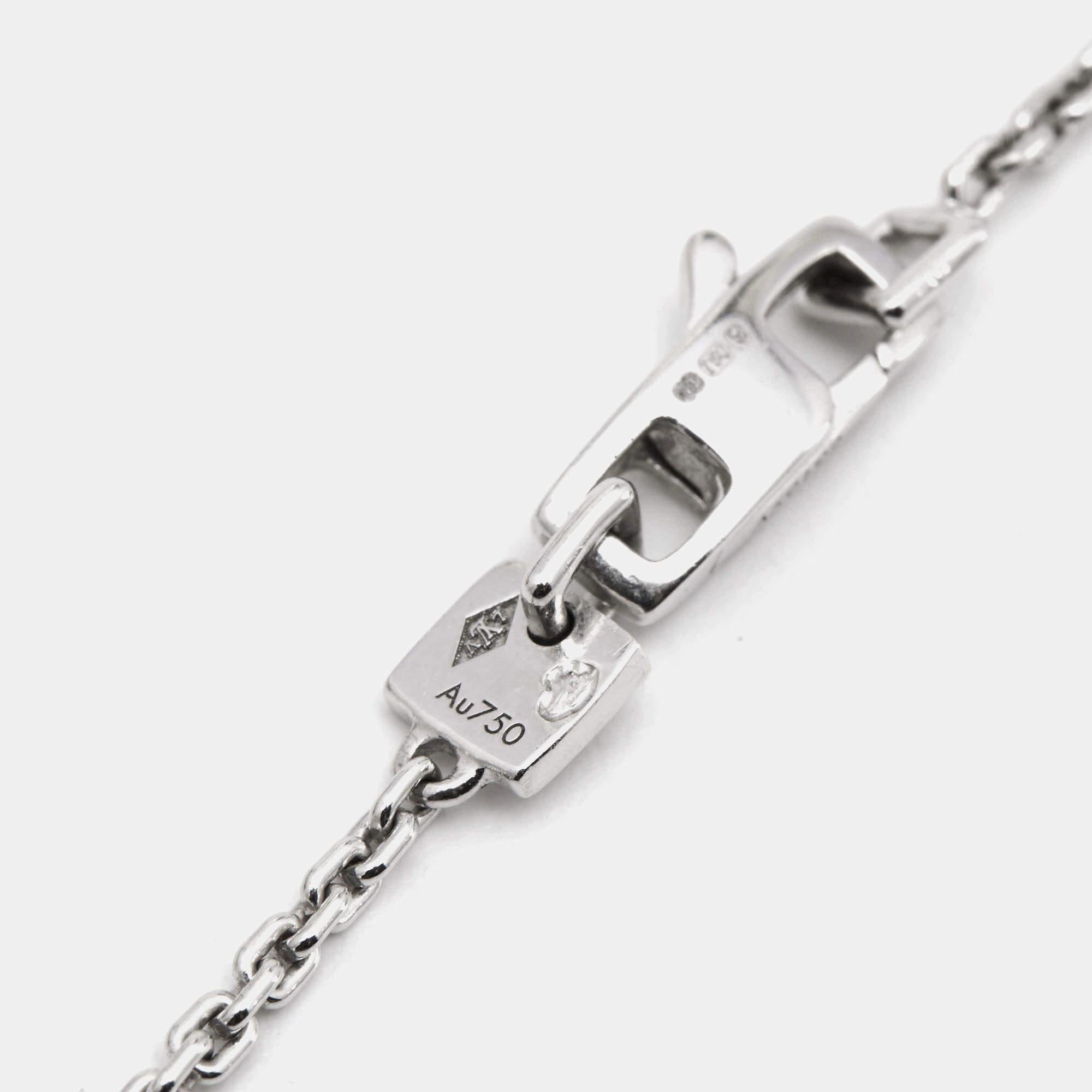 Louis Vuitton Lock It Key Padlock Diamonds 18k White Gold Pendant Necklace For Sale 1