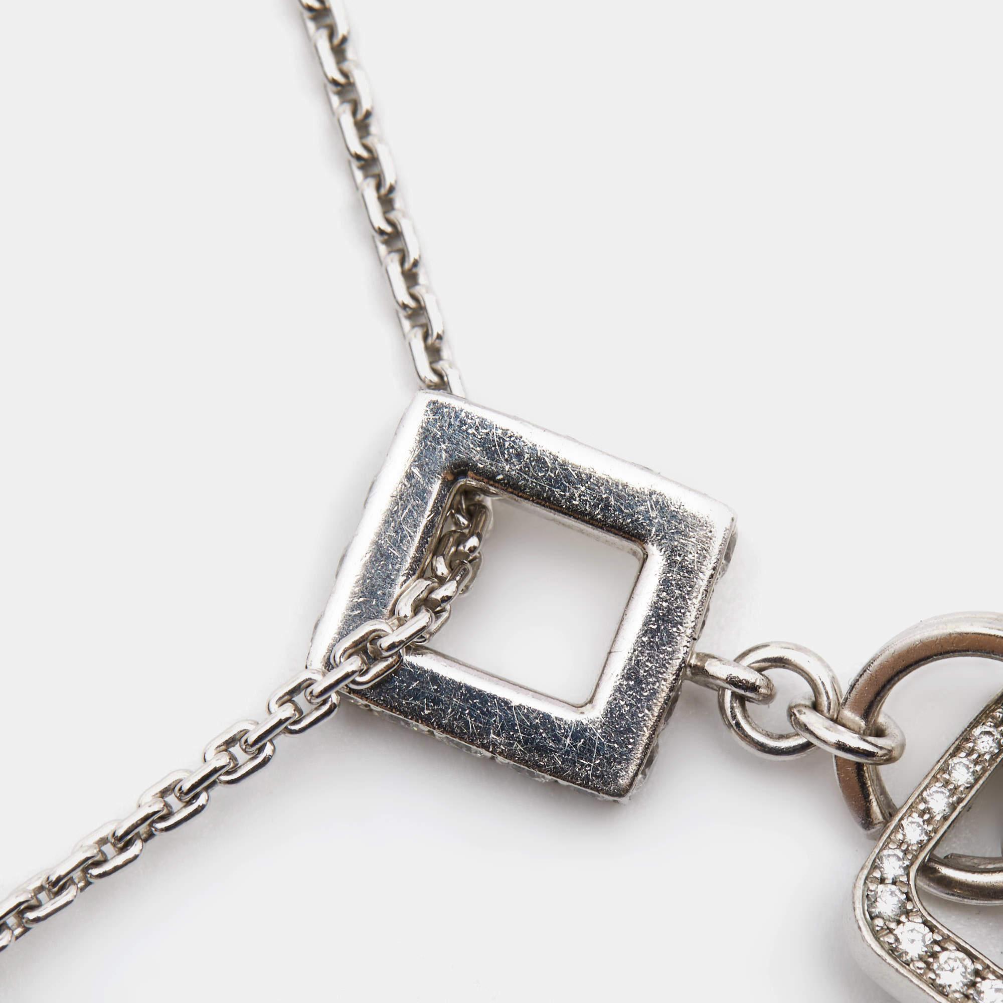 Louis Vuitton Lock It Key Padlock Diamonds 18k White Gold Pendant Necklace 3
