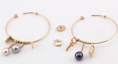Louis Vuitton Lock Key Charm Perle 18k Gelbgold Creolen Ohrringe