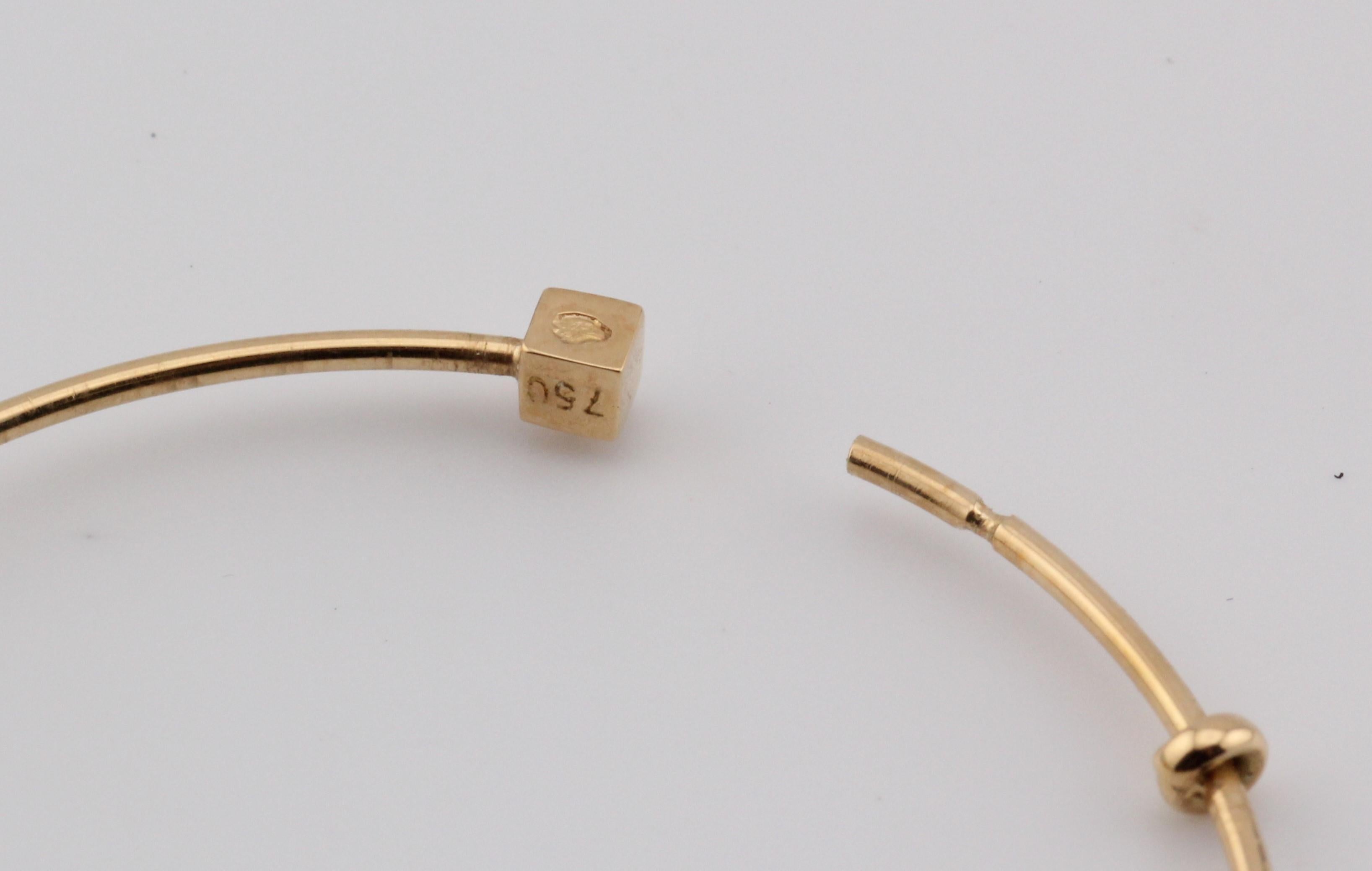 Louis Vuitton Lock Key Charm Pearl 18k Yellow Gold Hoop Earrings For Sale 2