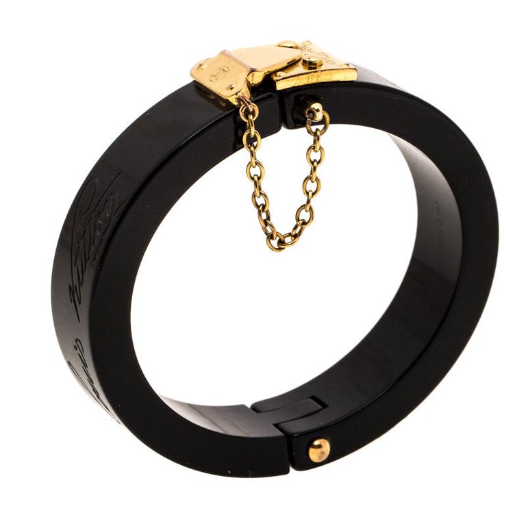 Louis Vuitton Black Resin Lock Me Bracelet - Yoogi's Closet