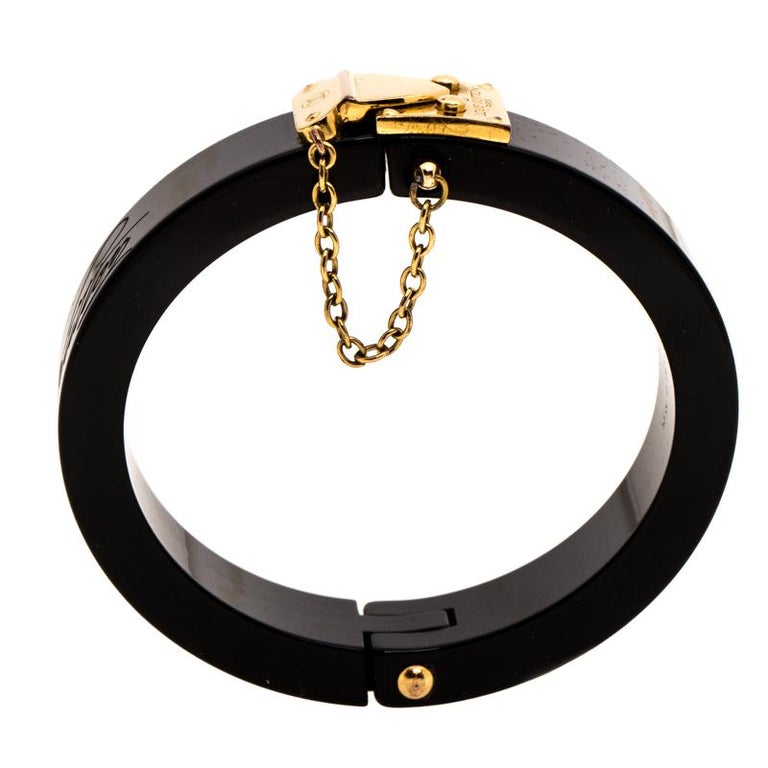 Louis Vuitton Black Gold Tone Lock Me Bracelet and Ring Set Louis Vuitton