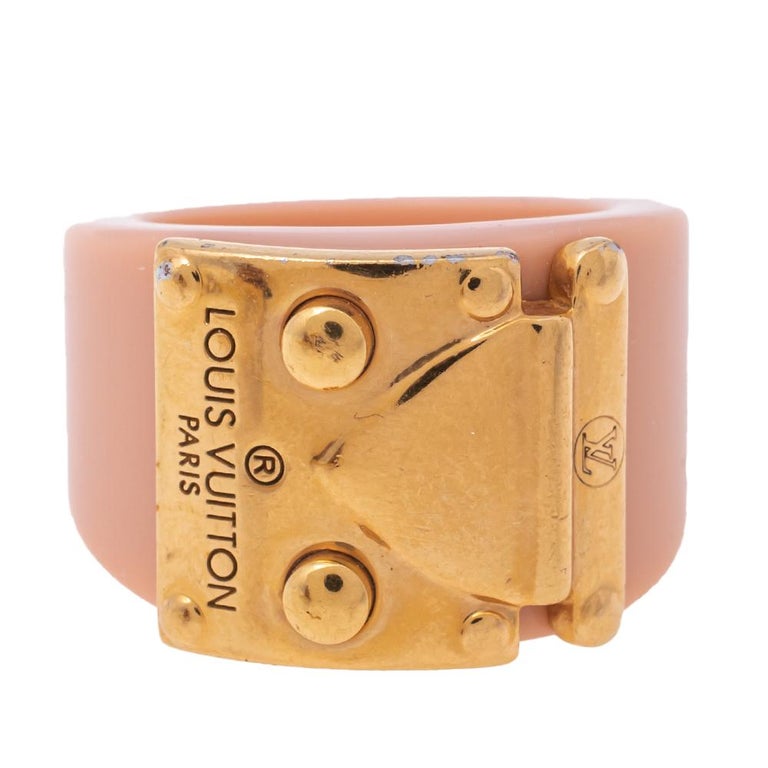 Louis Vuitton Lock Me Blush Pink Resin Gold Tone Ring Size 54 at 1stDibs