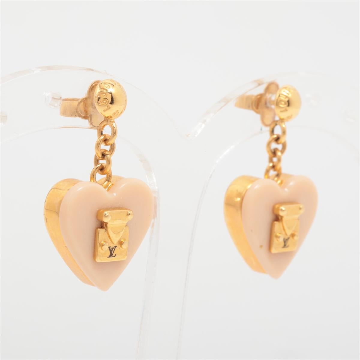 Louis Vuitton Lock Me Heart Earrings Pink In Good Condition In Indianapolis, IN