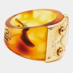 Louis Vuitton Lock Me Schildkröte Braun Harz Ring Größe 56