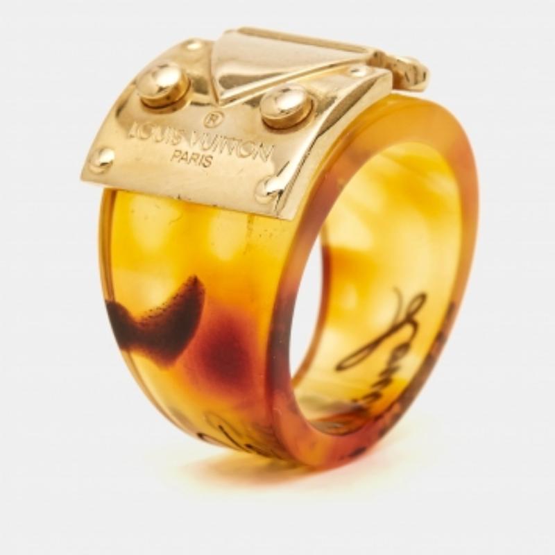 Louis Vuitton Lock Me Bague en résine marron Taille 56 Pour femmes en vente