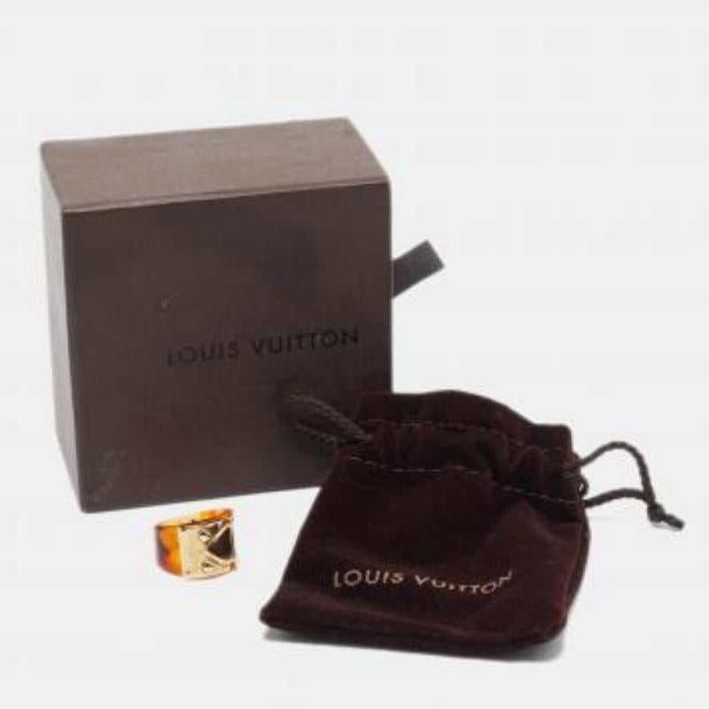 Louis Vuitton Lock Me Bague en résine marron Taille 56 en vente 3