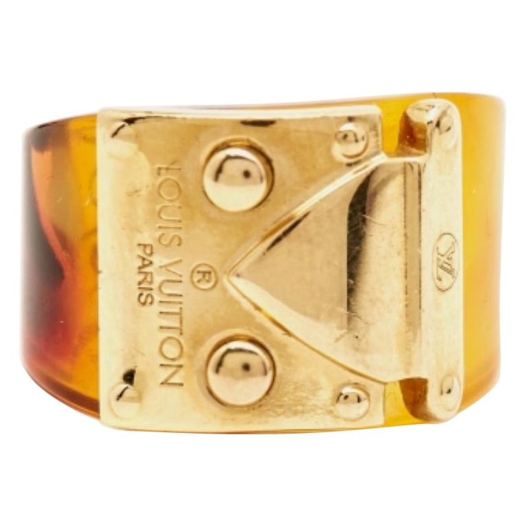 Louis Vuitton Lock Me Bague en résine marron Taille 56 en vente