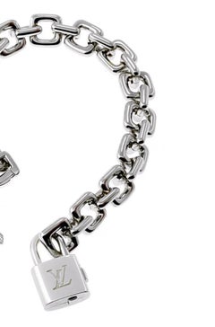 Louis Vuitton Locket Chain Vintage Link Bracelet in 18 Karat White Gold, 87 Gm