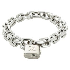 Louis Vuitton Locket Chain Used Link Bracelet in 18 Karat White Gold, 87 Gm