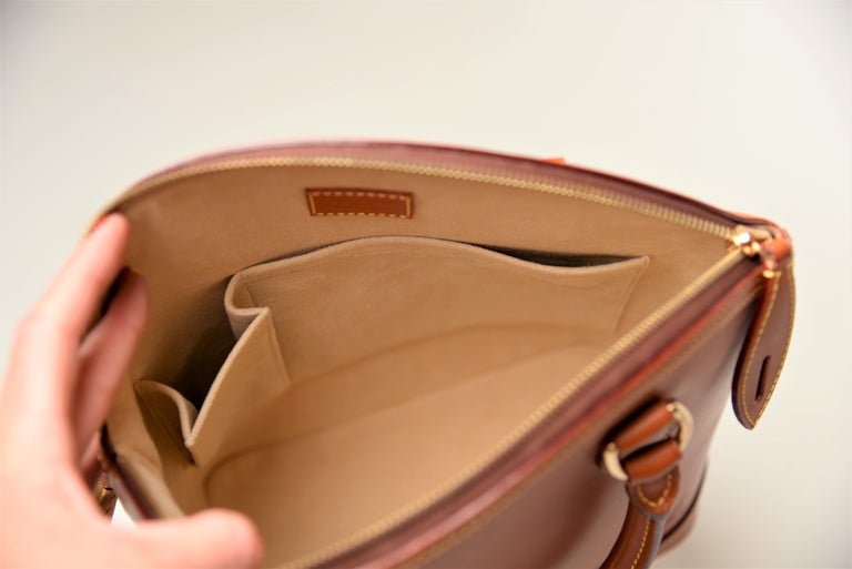 AUTHENTIC Louis Vuitton Lockit M85388 Brown Caramel Nomade Leather Handbag  Tote