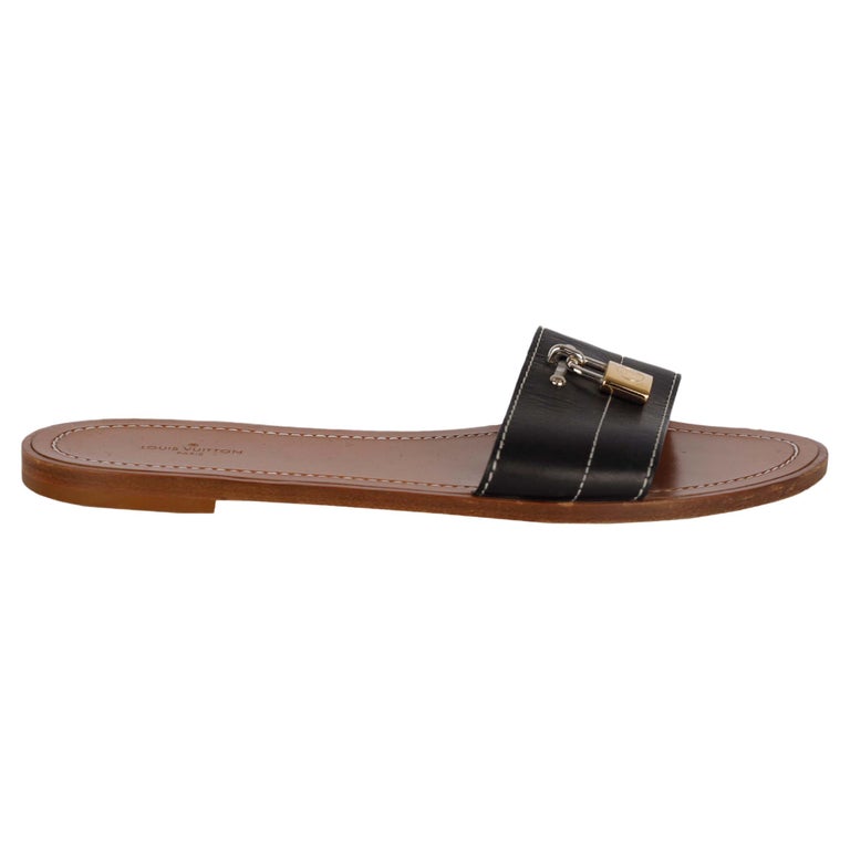 Louis Vuitton Two-Tone Monogram Coated Canvas Escale Lock It Flat Slides  Size 37 at 1stDibs