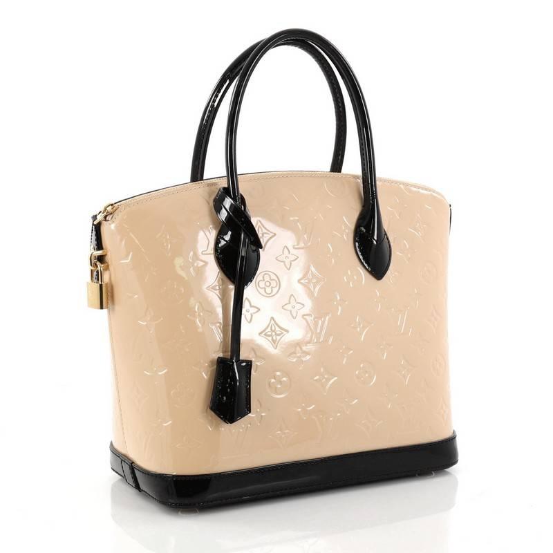 Beige Louis Vuitton Lockit Handbag Monogram Vernis PM