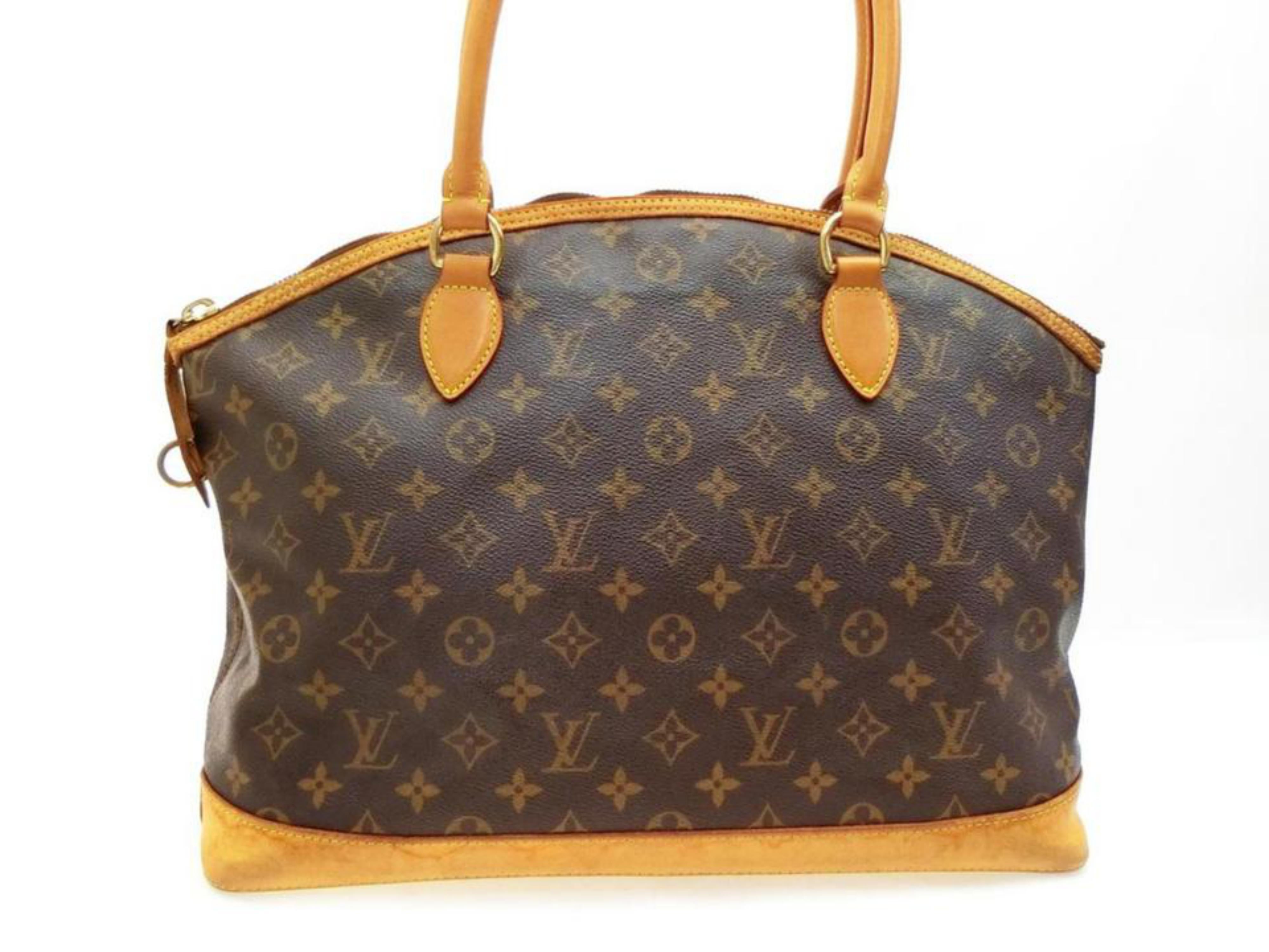 Louis Vuitton Lockit Monogram Horizontal 228805 Brown Coated Canvas Shoulder Bag In Good Condition For Sale In Forest Hills, NY
