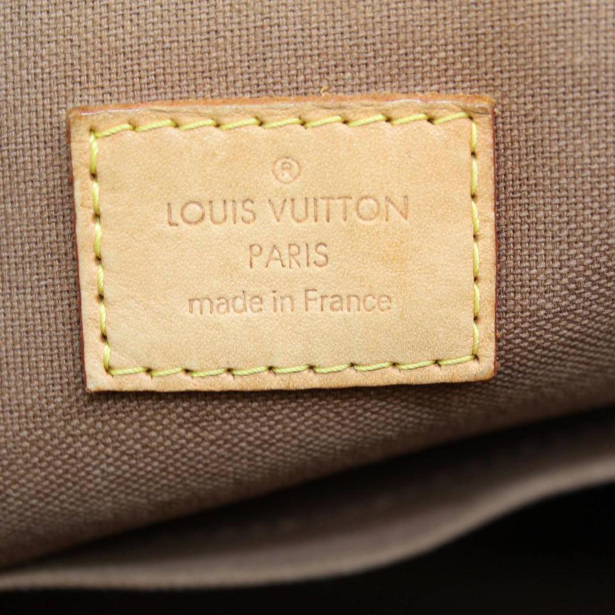 Louis Vuitton Lockit Monogram Vertical 866680 Brown Coated Canvas Satchel In Good Condition For Sale In Forest Hills, NY