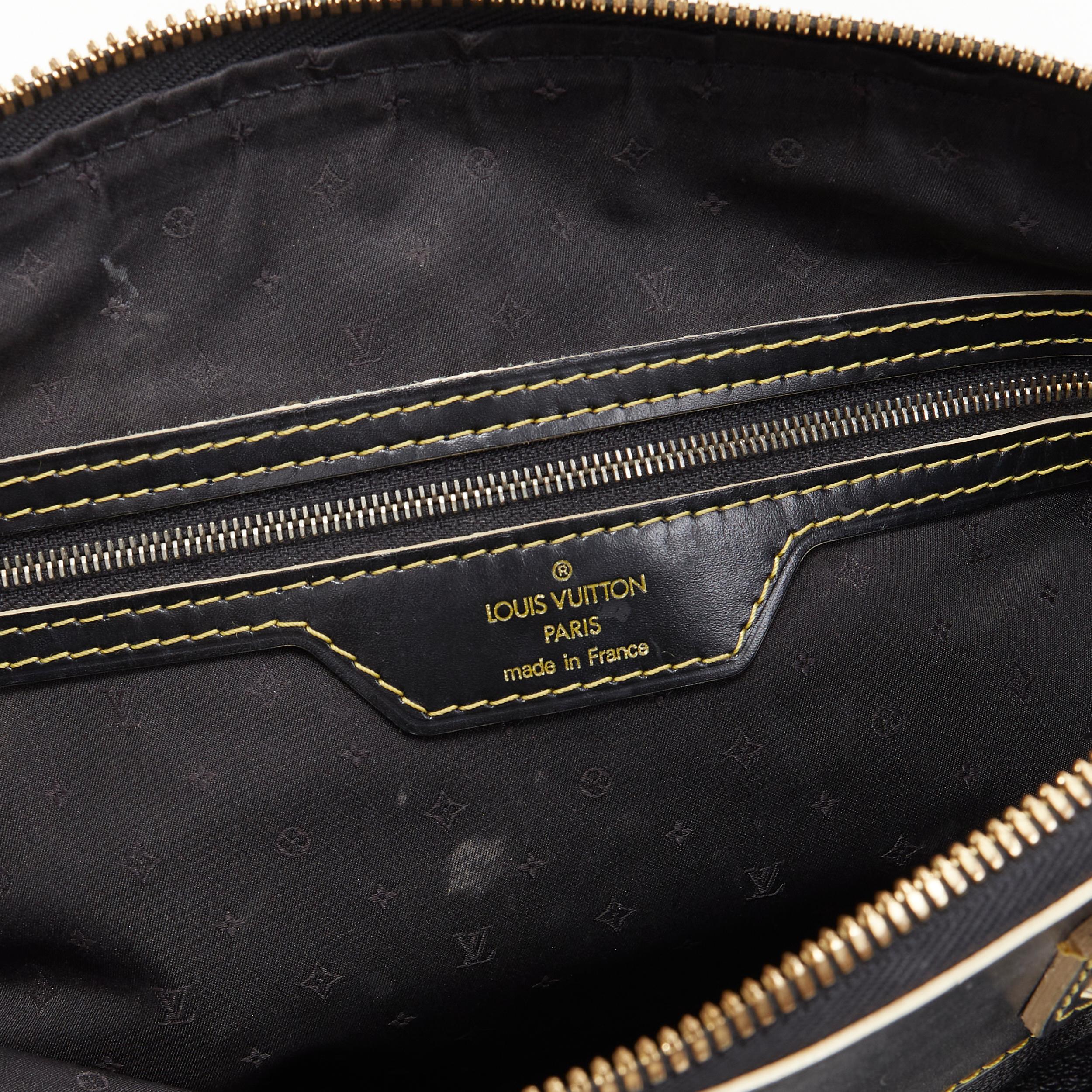 LOUIS VUITTON Lockit PM Suhali black yellow stitching top handle satchel bag 4