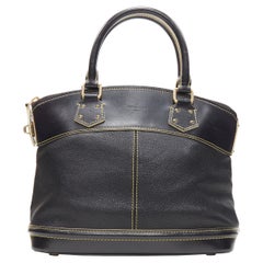 LOUIS VUITTON Borsa Lockit PM Suhali nera con cuciture gialle e manico superiore a cartella