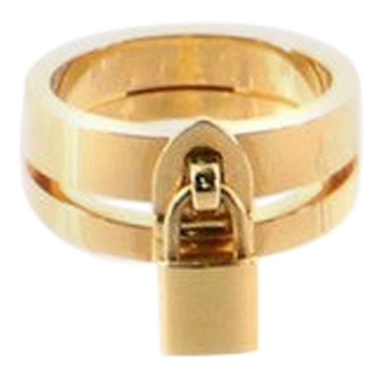 Authentic Louis Vuitton 18K White & Yellow Gold Lockit Ring