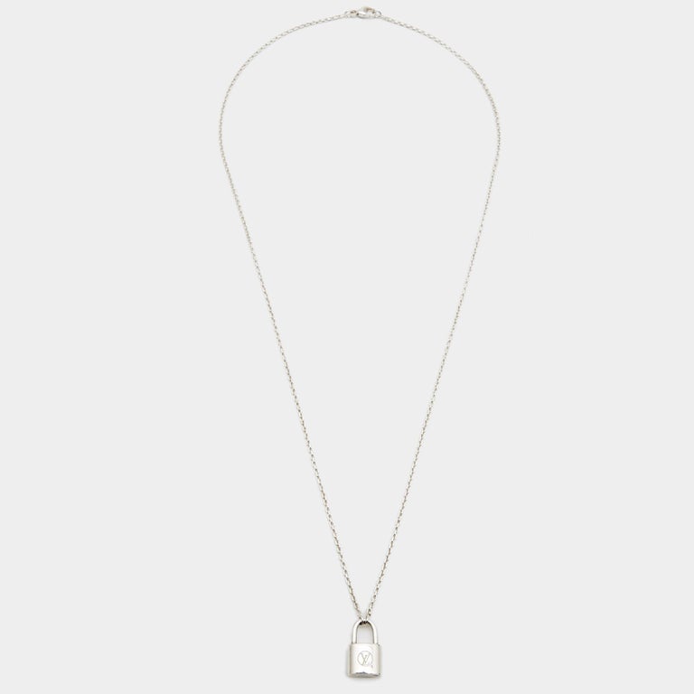 Louis Vuitton Lockit Sterling Silver Pendant Necklace For Sale at 1stDibs