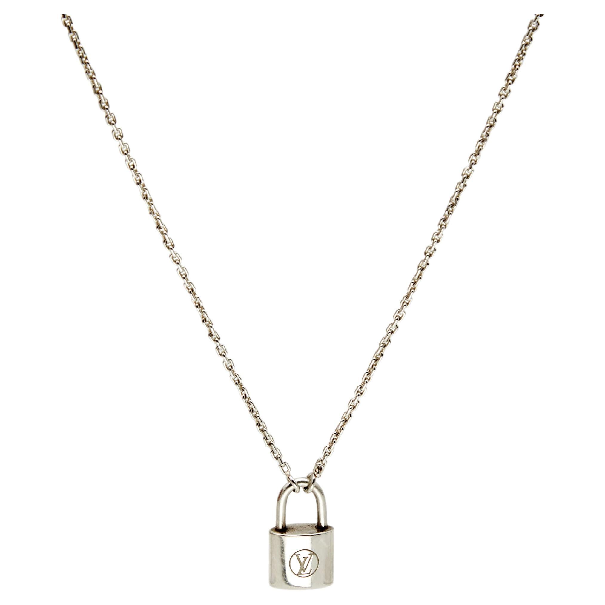 Louis Vuitton Lockit Sterling Silver Pendant Necklace