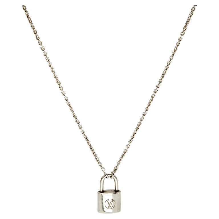 Louis Vuitton Lockit Sterling Silver Pendant Necklace For Sale at 1stDibs