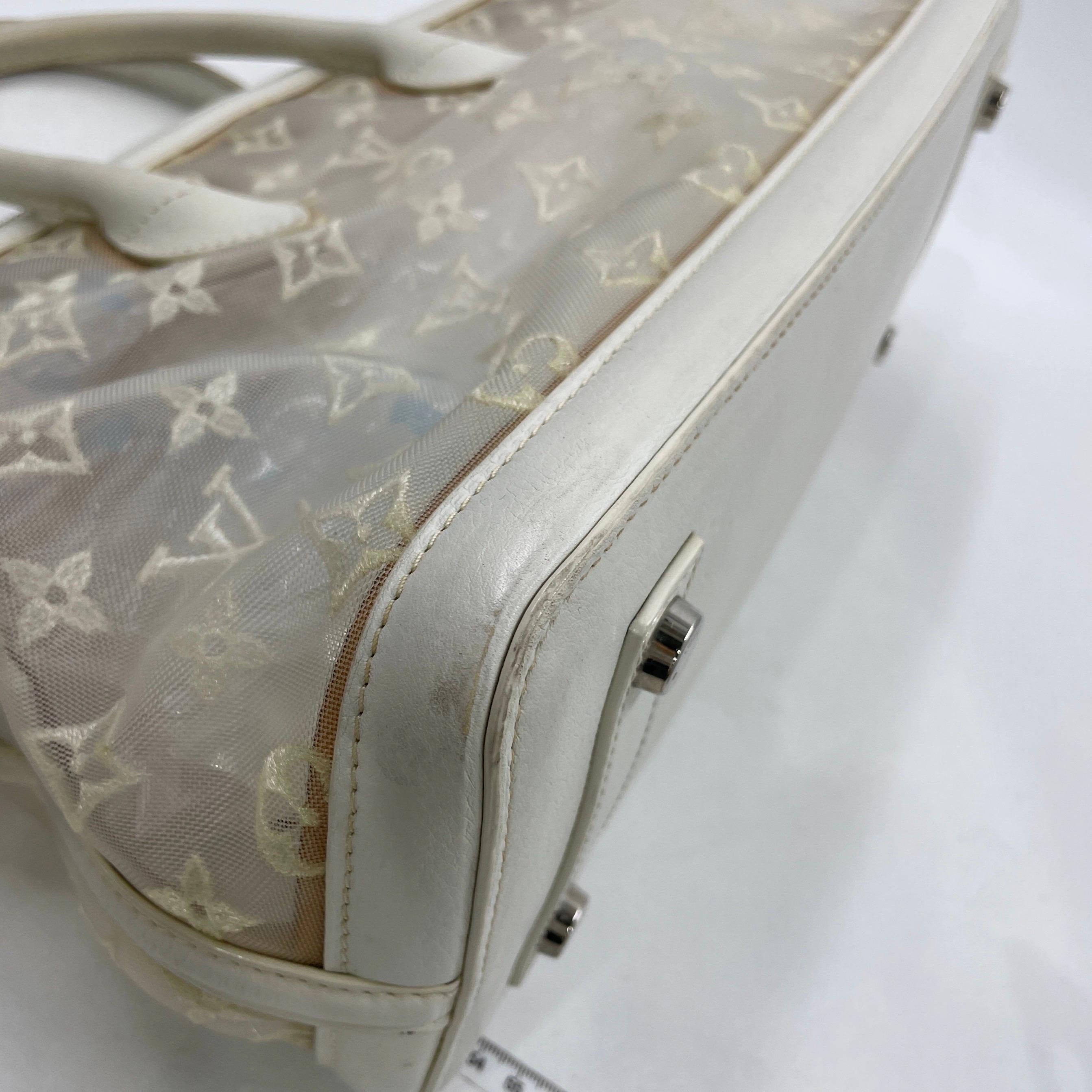 Sac à main en cuir et monogramme en maille blanche Louis Vuitton Whiting en vente 12