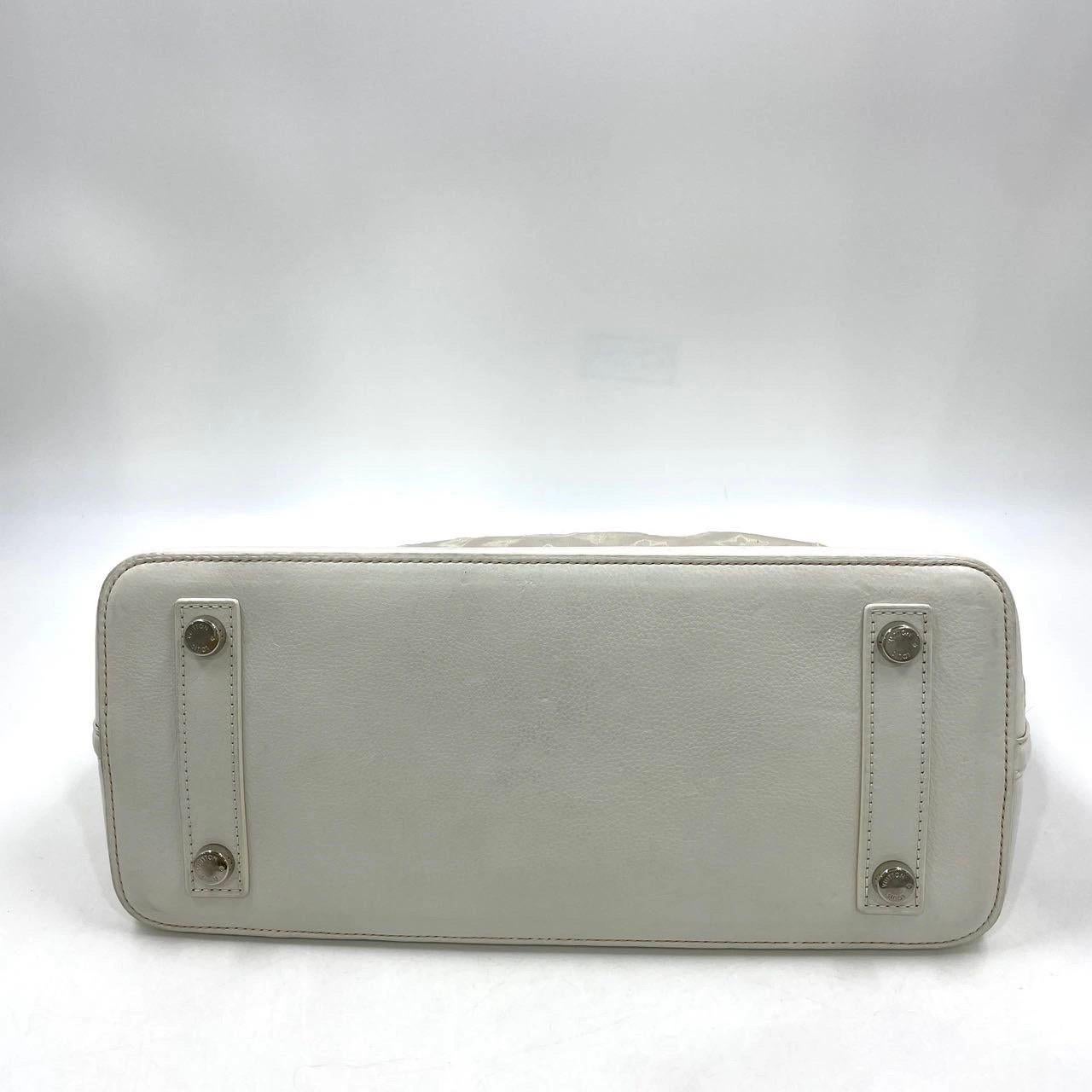 Sac à main en cuir et monogramme en maille blanche Louis Vuitton Whiting en vente 3