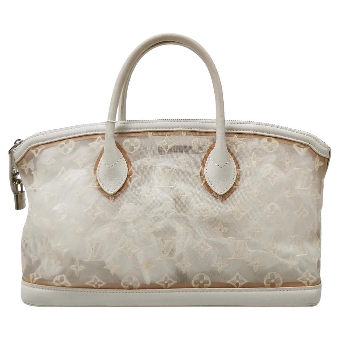 Louis Vuitton Lockit White Mesh Monogram and Leather Handbag