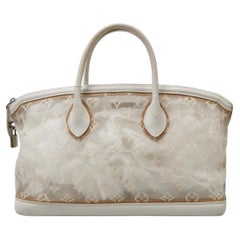 Louis Vuitton Lockit White Mesh Monogram and Leather Handbag