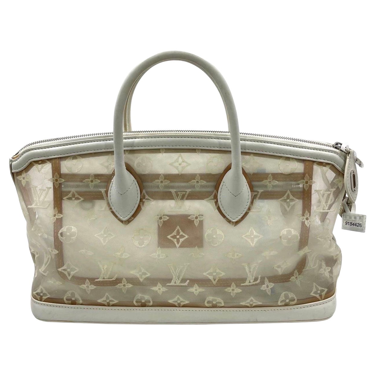 Sac à main en cuir et monogramme en maille blanche Louis Vuitton Whiting
