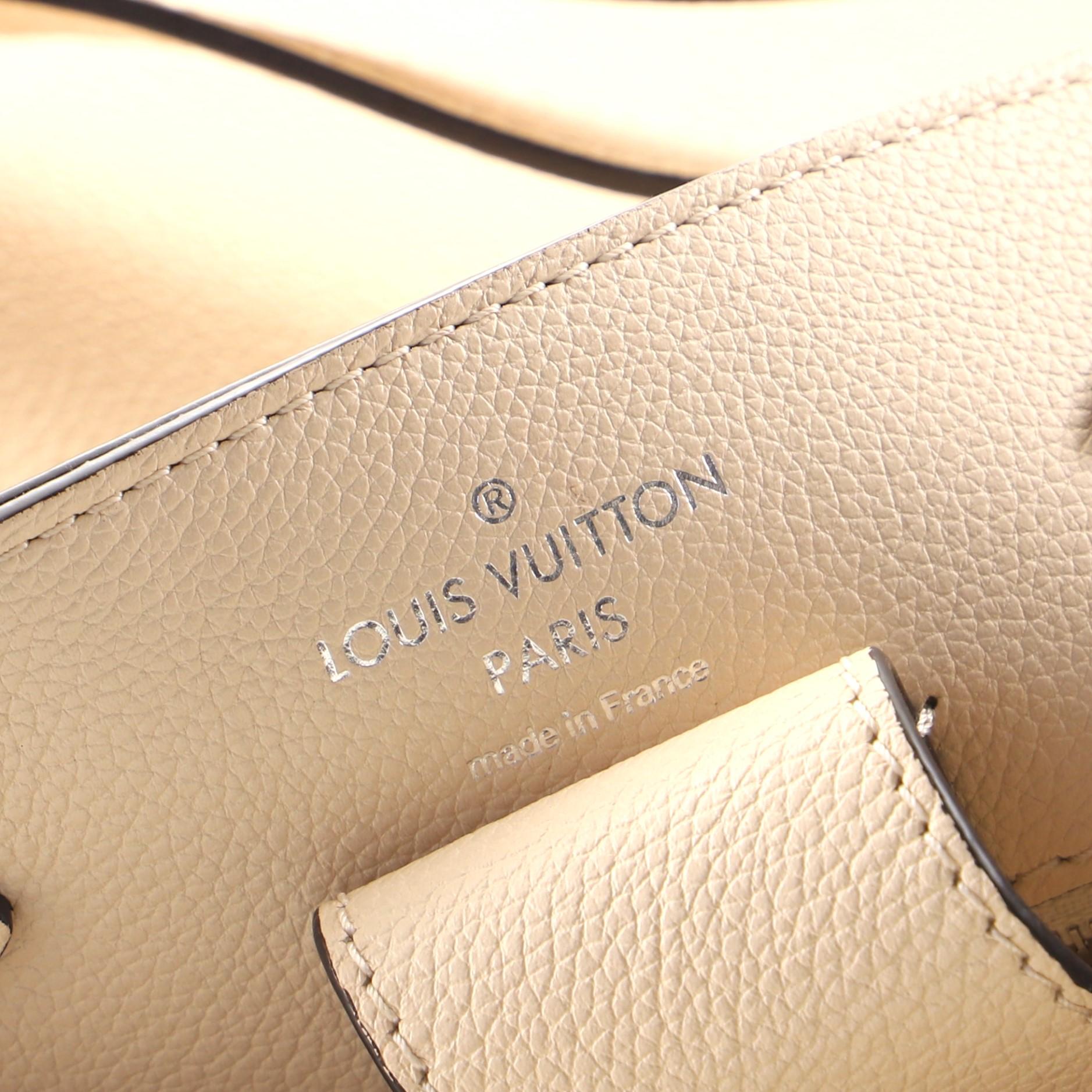 White Louis Vuitton Lockme Bucket Bag Flower Embellished Leather