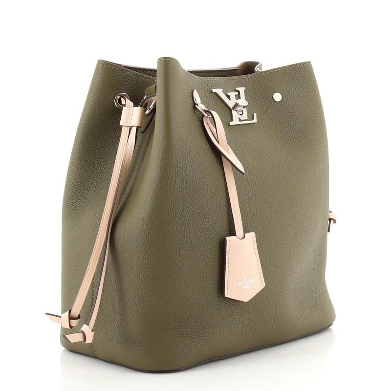 Brown Louis Vuitton Lockme Bucket Bag Leather