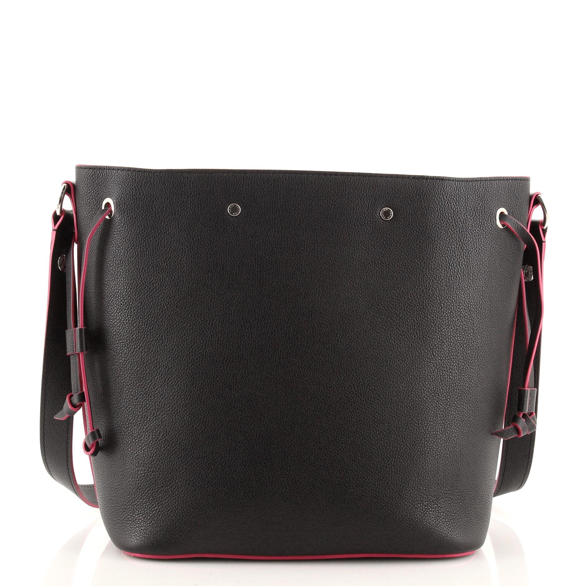 Black Louis Vuitton Lockme Bucket Bag Leather