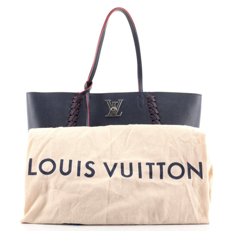 Louis Vuitton Rose/Black Leather Lockme Cabas Bag at 1stDibs