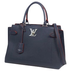 LOUIS VUITTON Soft Calfskin My Lockme Top Handle Marine Rouge