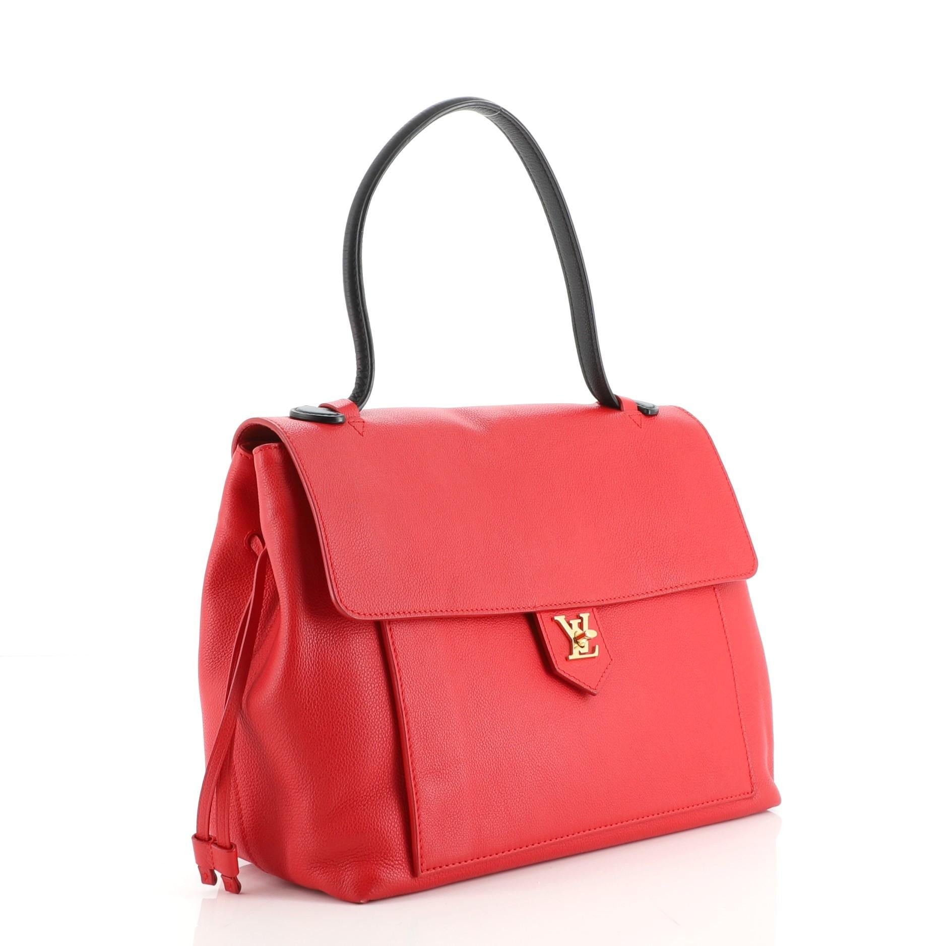 Red Louis Vuitton Lockme Handbag Leather MM