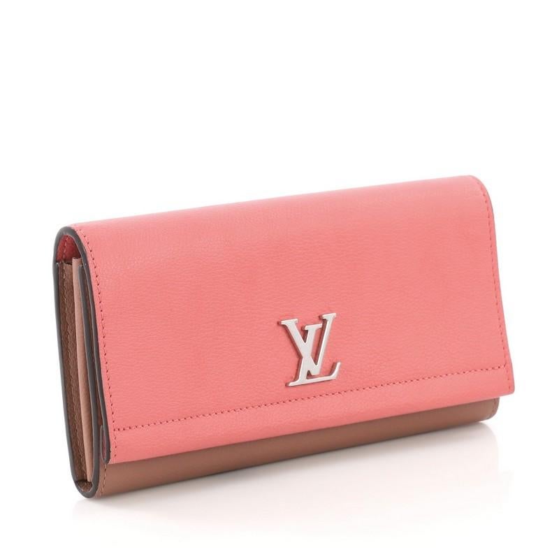Pink Louis Vuitton Lockme II Wallet Calfskin