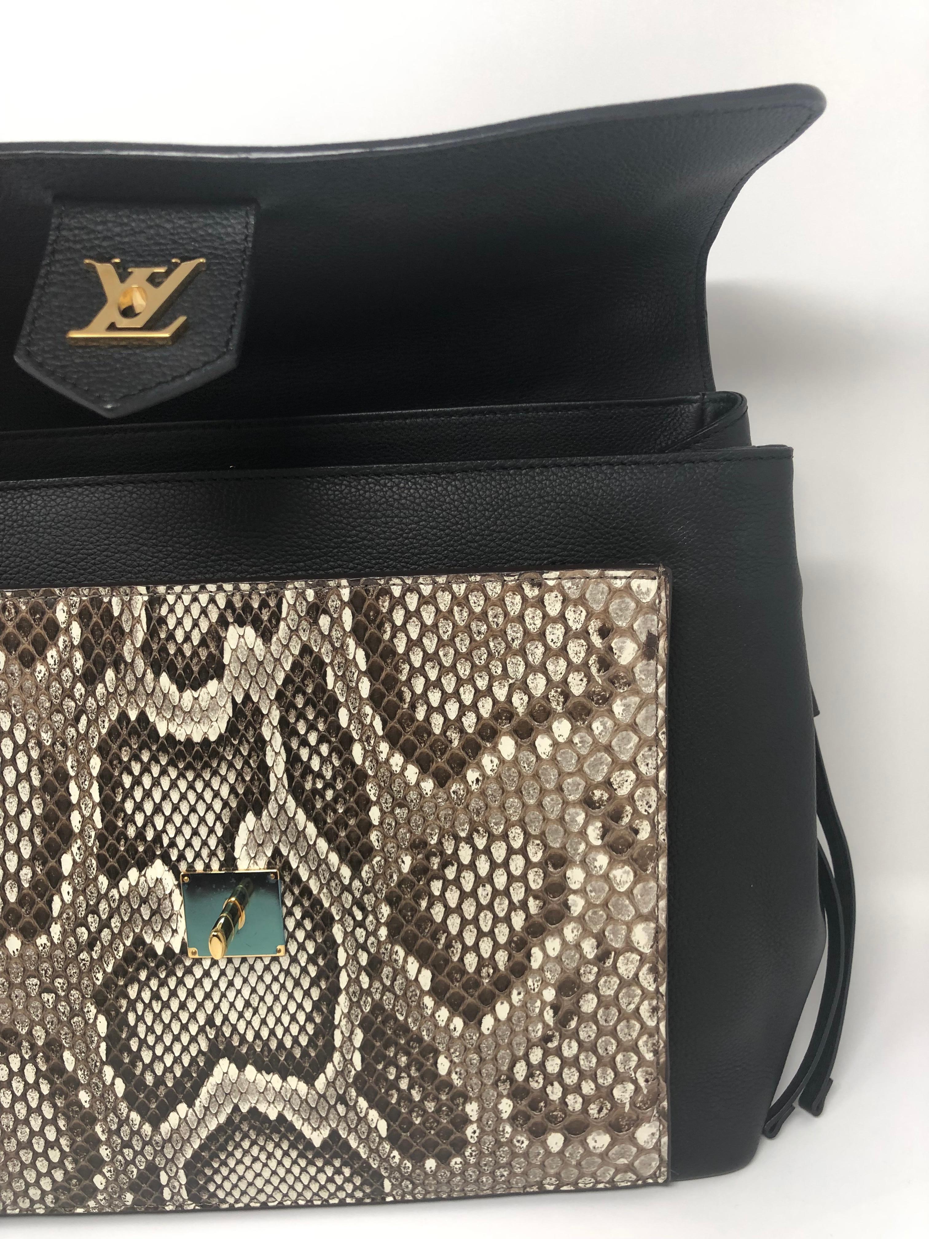 Louis Vuitton Lockme MM Black Python Bag 8