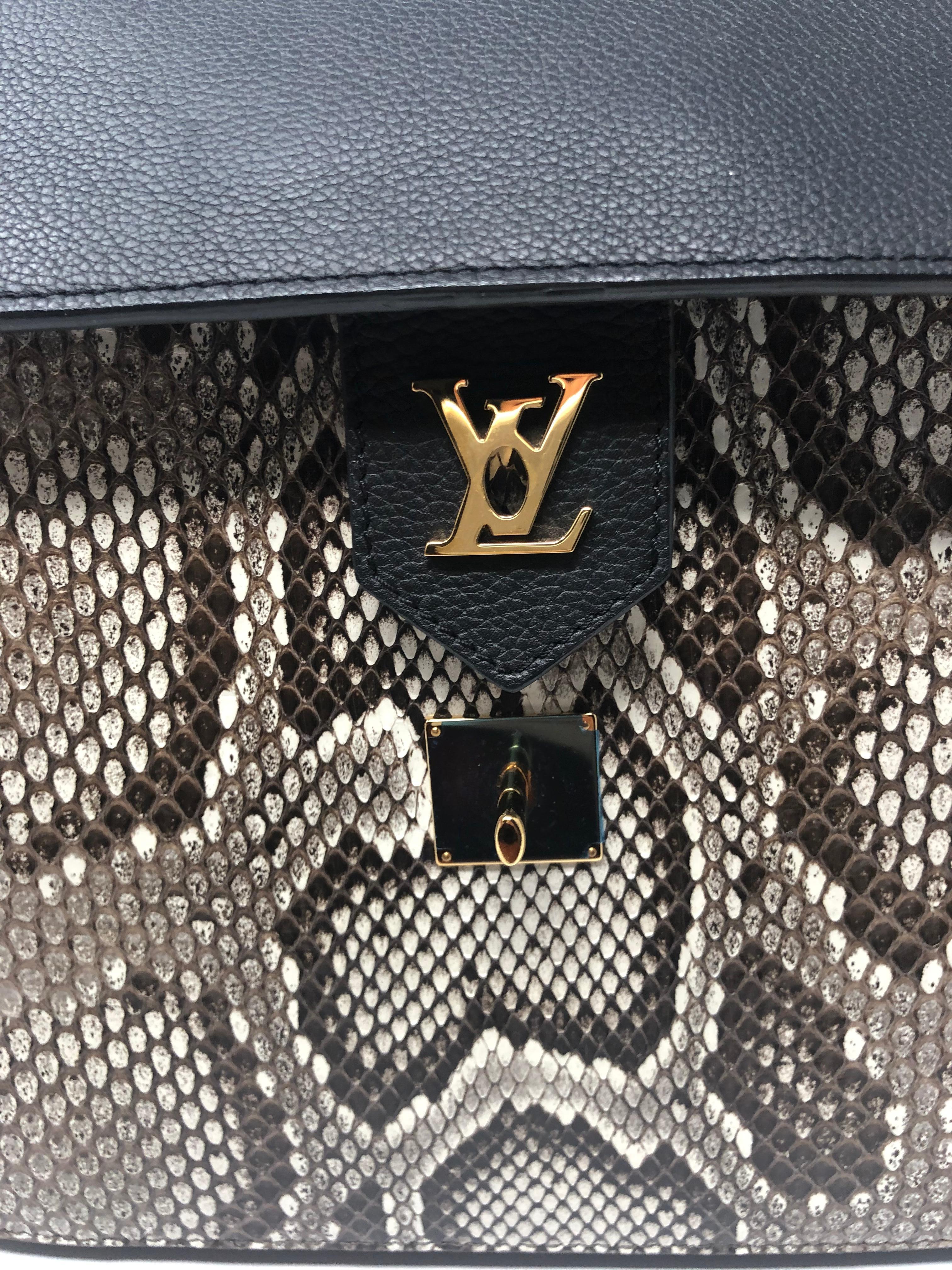 Louis Vuitton Lockme MM Black Python Bag 9