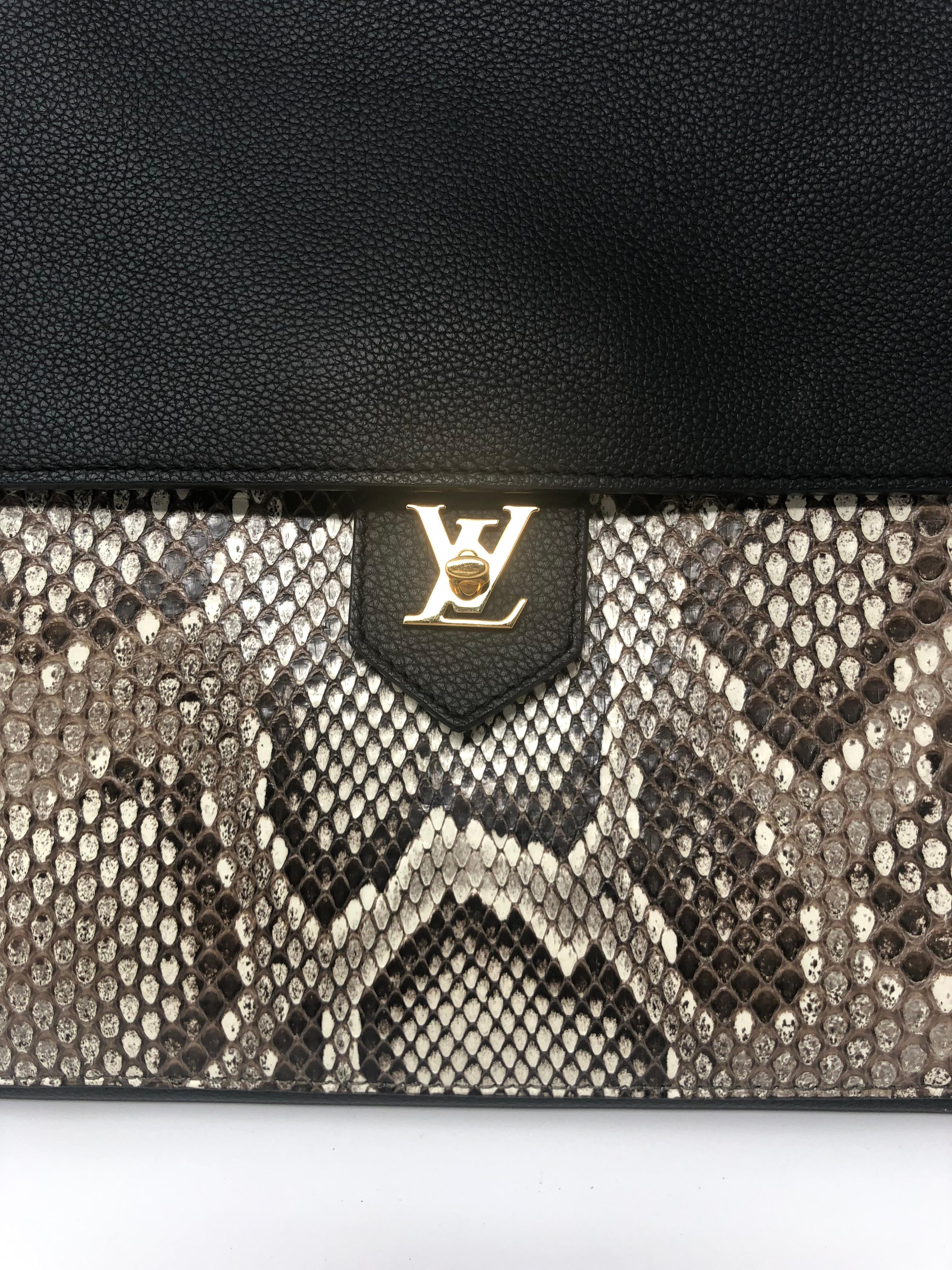 Women's or Men's Louis Vuitton Lockme MM Black Python Bag
