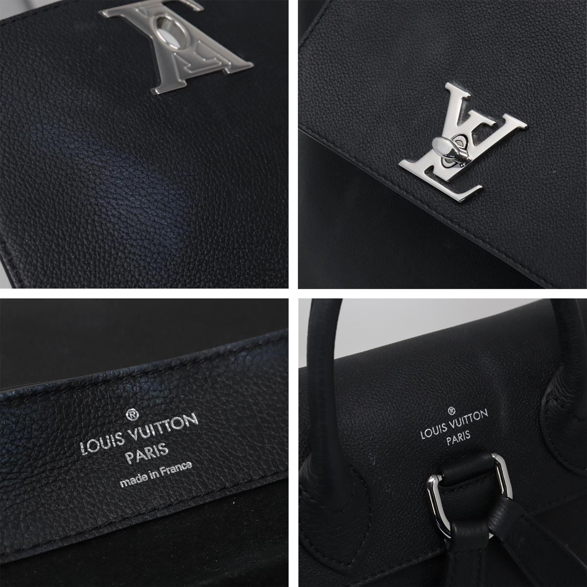 Louis Vuitton Lockme Noir Black Calfskin Backpack Purse In Fair Condition In Boca Raton, FL