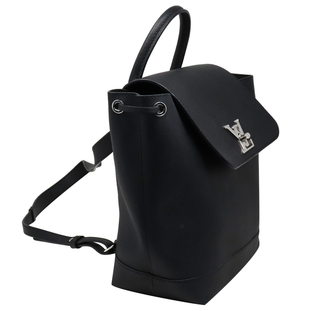 Louis Vuitton Lockme Noir Black Calfskin Backpack Purse 3