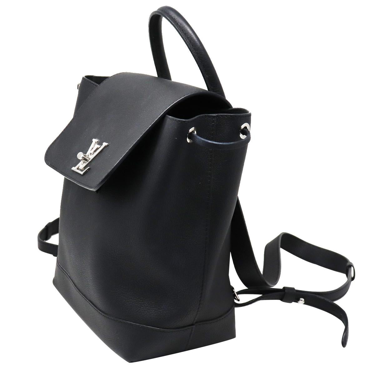 Louis Vuitton Lockme Noir Black Calfskin Backpack Purse 4
