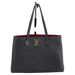 LOUIS VUITTON Lockme Shopper Black Calfskin Leather Shoulder Bag